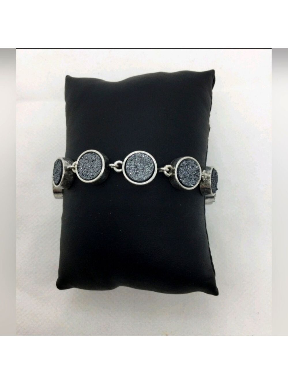 NWT Lucky Brand Gray Druzy Stone Link Bracelet 7"